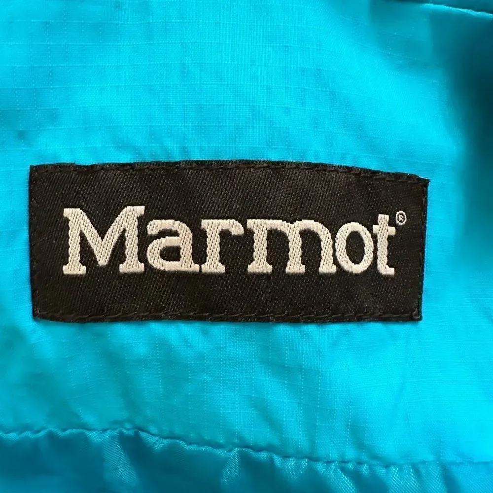 Marmot Full Zip Mesh Lined Hooded Windbreaker Rain Coat Blue Size Medium